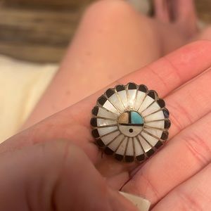 Native Inlaid Shield Pin Silver